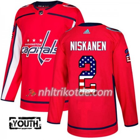 Washington Capitals Trikot Matt Niskanen 2 Adidas 2017-2018 Rot USA Flag Fashion Authentic - Kinder